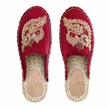 Load image into Gallery viewer, A pair of Ottoman Espadrilles Burgundy Haut -Bridal Looks Platform, juttis for women against a white background