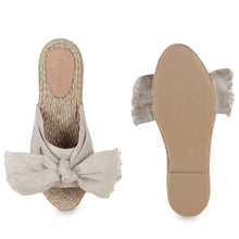 Load image into Gallery viewer, A pair of Nina Espadrilles Stylish Casual Flats, against a white background where one is shown from the sole side