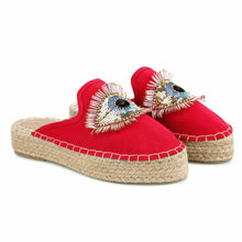Load image into Gallery viewer, Zoomed out view of  Glare Espadrilles Crimson Fancy Haut Platform, Shoes for Women