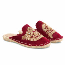 Load image into Gallery viewer, Zoomed out view of Ottoman Espadrilles Burgundy Flat for Marriage, Shoes for Women