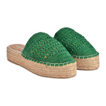 Load image into Gallery viewer, A pair of Croshia Green Espadrilles Platform showcasing juttis for women