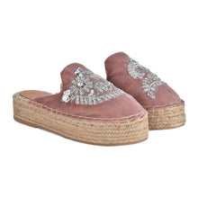 Load image into Gallery viewer, An Ottoman Blush Pink Espadrilles Platform showcasing juttis for women against a white background