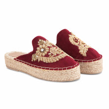 Load image into Gallery viewer, Zoomed out view of Ottoman Espadrilles Burgundy Haut -Bridal Looks Platform, Shoes for Women