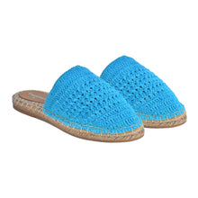 Load image into Gallery viewer, A full view of Croshia Blue Espadrilles Flats, footwear for women