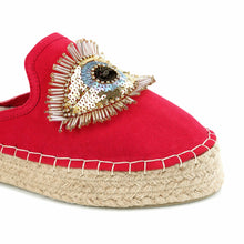 Load image into Gallery viewer, A single picture of  Glare Espadrilles Crimson Fancy Haut Platform, Ladies shoes