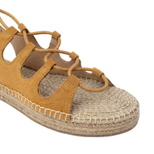 Load image into Gallery viewer, Photo of a single tan Gladiator Sandal on a white background.