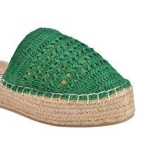 Load image into Gallery viewer, A close view of Croshia Green Espadrilles Platform footwear for women