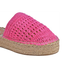 Load image into Gallery viewer, A close view of Croshia Pink Espadrilles Platform footwear for women