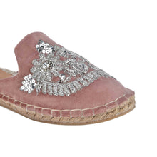Load image into Gallery viewer, A full view of pair of Ottoman Blush Pink Espadrilles Platform