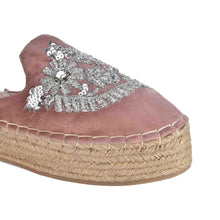 Load image into Gallery viewer, A full view of pair of Ottoman Blush Pink Espadrilles Platform