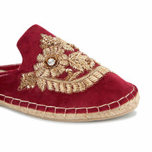Load image into Gallery viewer, A single picture of Ottoman Espadrilles Burgundy Flat for Marriage, Ladies shoes