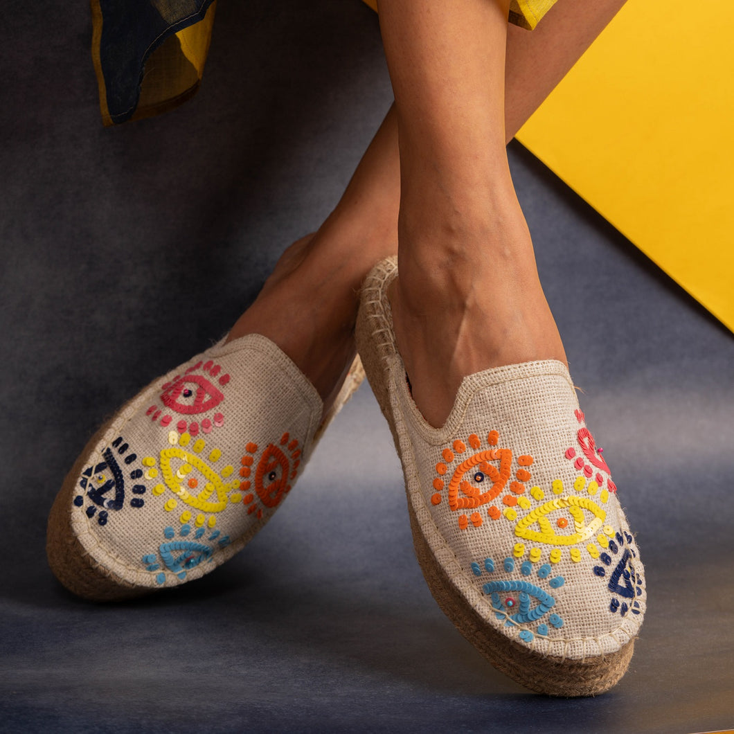 Joie Evil Eye Offwhite Espadrilles Platforms