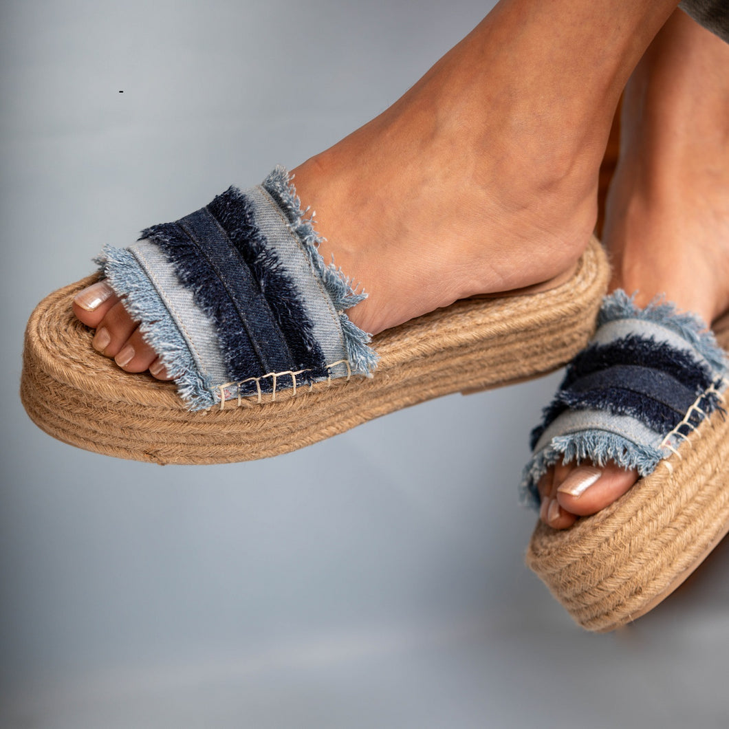 Saira Denim Sandals Platforms