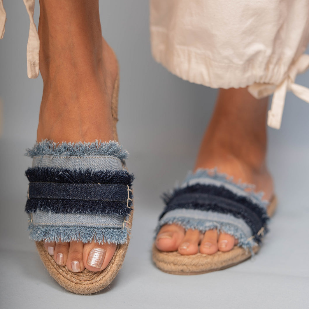 Saira Denim Sandals Flats