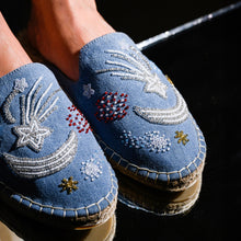 Load image into Gallery viewer, Starry Night Light Denim Flats
