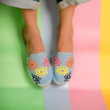 Load image into Gallery viewer, Joie Evil Eye Denim Espadrilles Flats
