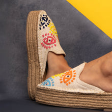 Load image into Gallery viewer, Joie Evil Eye Offwhite Espadrilles Platforms
