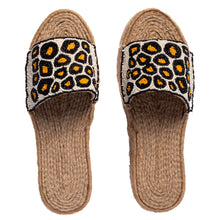 Load image into Gallery viewer, Cheetah Beaded Sandals Platforms
