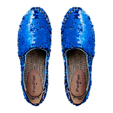 Load image into Gallery viewer, A cute picture of ladies shoes, Sitara Espadrilles Blue.
