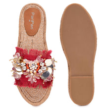 Load image into Gallery viewer, New York Red Open Toed Flats

