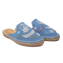 Load image into Gallery viewer, Starry Night Light Denim Flats
