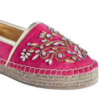 Load image into Gallery viewer, A zoomed one ladies shoes picture of Diva Rani Pink Espadrilles.
