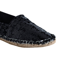 Load image into Gallery viewer, A zoomed one shoe for women picture of Sitara Espadrilles Black.
