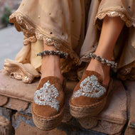 This is the  image of brown platform footwear for women 