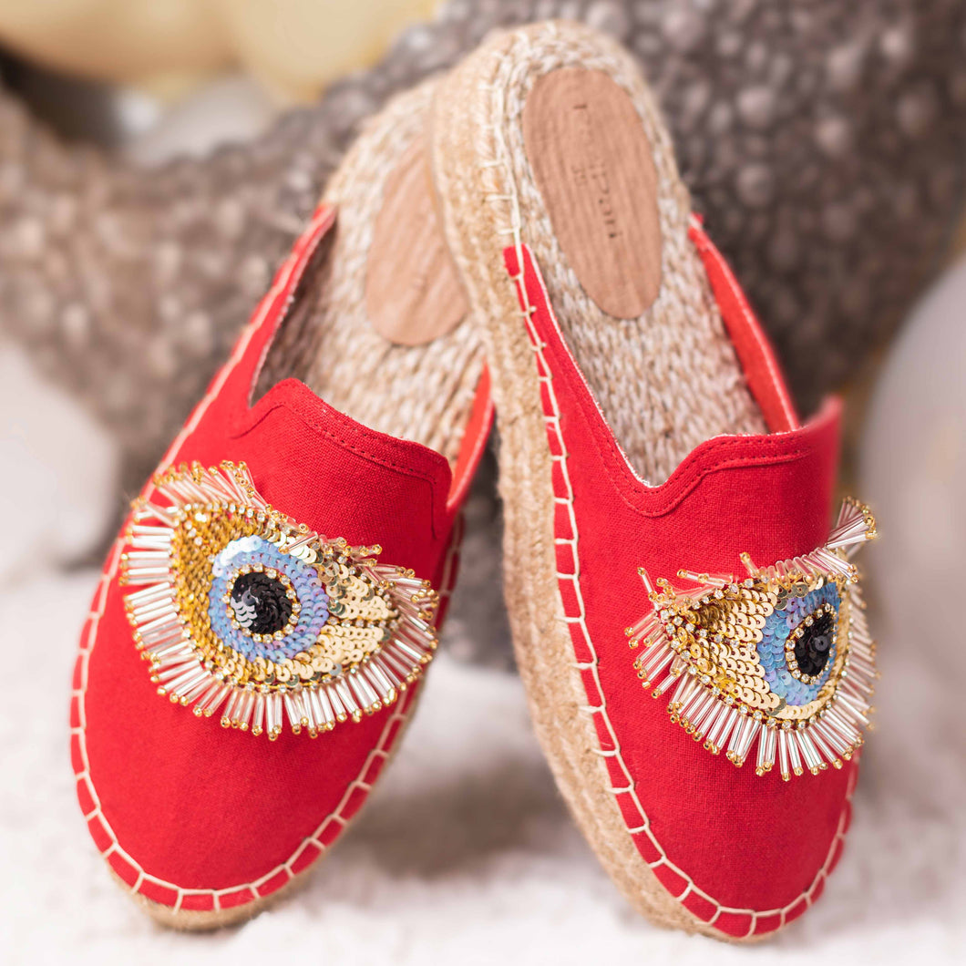 Image of Glare Espadrilles Crimson Fancy Haut Platform, Shoes for women 