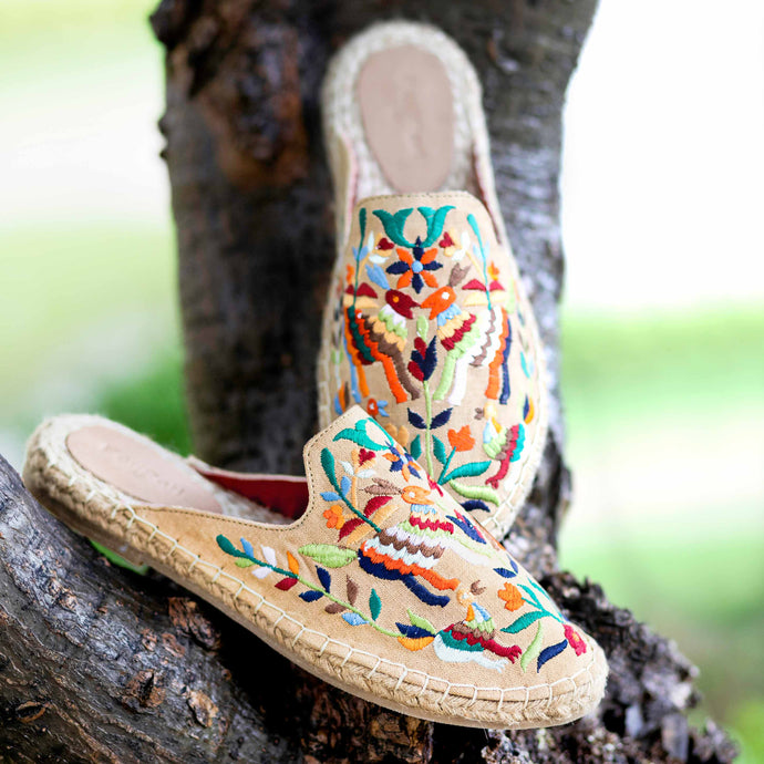A beautiful picture of  footwear for women, Diego Espadrilles Sand Long-Lasting Flat on a tree trunk