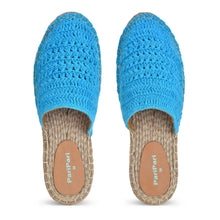 Load image into Gallery viewer, A pair of Croshia Blue Espadrilles Platform showcasing juttis for women against a white background
