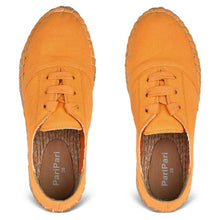 Load image into Gallery viewer, A pair of The Walking Havana Lace-ups - Tangy Orange, juttis for women against a white background
