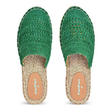 Load image into Gallery viewer, A pair of Croshia Green Espadrilles Platform showcasing juttis for women against a white background

