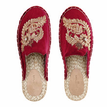 Load image into Gallery viewer, A pair of Ottoman Espadrilles Burgundy Haut -Bridal Looks Platform, juttis for women against a white background

