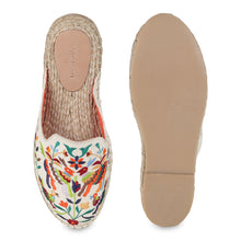 Load image into Gallery viewer, A pair of Exciting Non-Slip Diego Off-white Espadrilles Flat, against a white background where one is shown from the sole side
