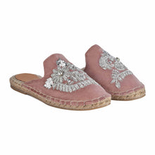 Load image into Gallery viewer, A pair of Ottoman Blush Pink Espadrilles Flats showcasing juttis for women against a white background
