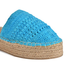 Load image into Gallery viewer, Zoomed  image of Croshia Blue Espadrilles Platform, heels for women
